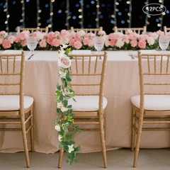 Artificial Wedding Chair Flowers, Set of 12, Durable Decorative Roses