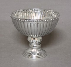 Compote Bowl 6″D 5.75″Hi Set/2 Polished Aluminum Fluted Pedestal FREE SHIPPING