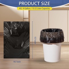 Small Trash Bags 4 Gallon – 0.94 Mil Thick 220 Count Heany Duty 15 Liters Bla…
