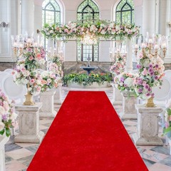 2×15 FT Red Velvet Wedding Aisle Runner Indoor Carpet Rug Church Decoration