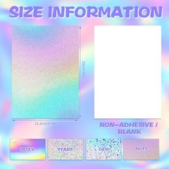 24 Sheets Holographic Cardstock 8.5 x 11, 250gsm/92lb Metallic Cardstock…