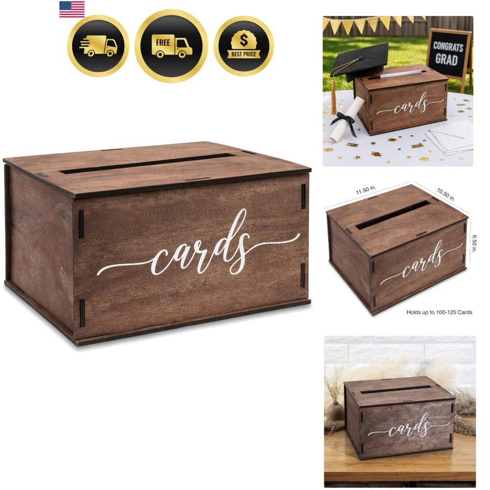 Wooden Wedding Card Box with Slot and Lid | Graduation Card Box for Party 202…