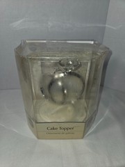 WILTON 2 Ring Cake Topper Silver-tone Engagement BLING/ Plain Band Rings on Ivor