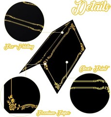 100 Pcs Black Place Cards and Gold Pen for Weddings, Name with Gold…