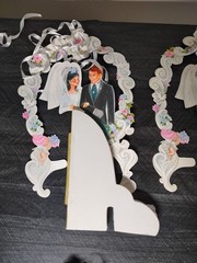 Vtg Hallmark Wedding Centerpiece 6os 70s Honeycomb Bride Groom Arch Lot Of 6