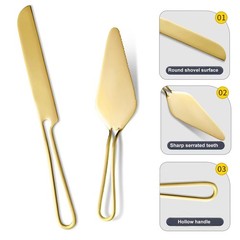 Juego de cortadores pastel para bodas cuchillo y servidor pastel con mango hueco
