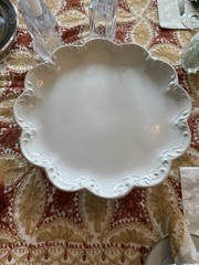 Ceramic Cake Pedestal Stand With Scalloped Edges