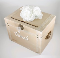 Vintage Wedding Card Box Trunk, Taupe, White, Rustic Card Box, Shabby Chic …..