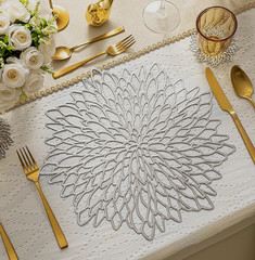 4 Silver Vinyl Placemats & 4 Matching Coasters, Table Decor, 8 Pc Set