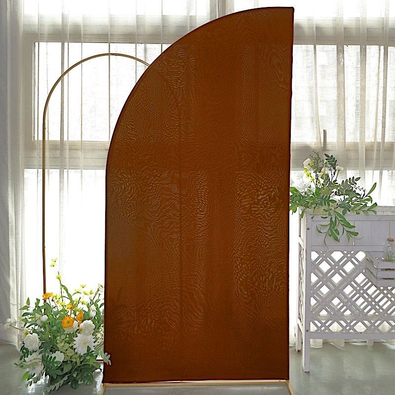 7 ft x 3 ft CINNAMON BROWN Matte Fitted Spandex Half Moon Arch Stand Cover