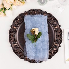 5 Dusty Blue Sheer Crinkled Organza Dinner 21″ x (Set of 5),