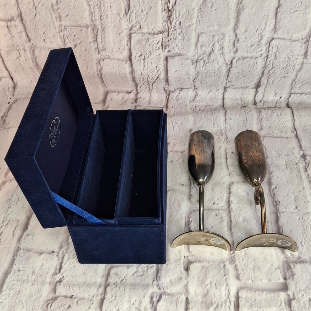 Vtg Things Remembered Silver-Plated Wedding Goblets Featuring Swarovski Crystal