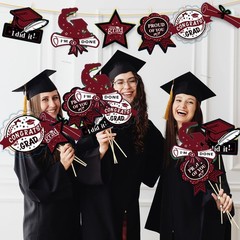 Graduation Decorations Maroon White Black 2026/Burgundy