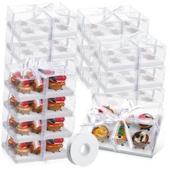 24 Pack Clear Cupcake Boxes 6 Count Plastic Clear Cupcake Containers with