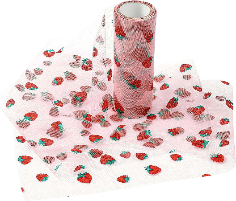 6″ X10 Yards (30 Feet) Strawberry Tulle Rolls for DIY Crafts, Baby Shower, Birth