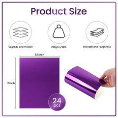 24 Sheets Purple Metallic Cardstock Paper 8.5 X 11″, x 11,