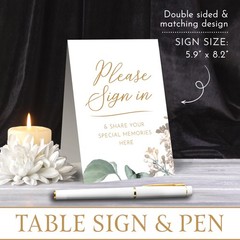 Elegant White Funeral Guest Book , 10 x 8 Inches 120 Pages Guest Book for Fun…