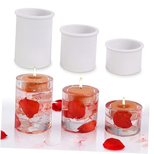 Candle Holder Resin Molds, Set of 3 Cylindrical Tealight Cylindrical Shape