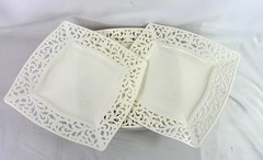 41 Silver Spoon Pierced Edge Plastic Plates Lace Romantic Wedding 10.75” *defect