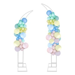 2 Pcs White Curved Wedding Arch Backdrop Stand Steel Tube