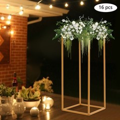 16pcs Flower Stand 60cm Gold Square Tube Wedding Party Decoration Display Holder