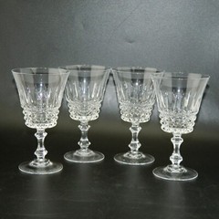 4 French Cut Lead Crystal Wine Glasses Verres Tuileries 25 centiliters 24%+ PbO