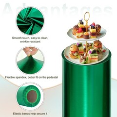 Set of 3 Cylinder Spandex Stand Covers, Green, Foil Fabric-Large