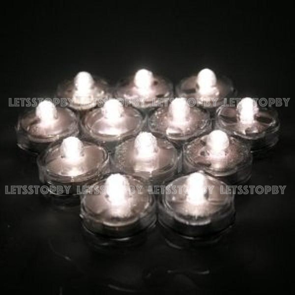 24 Off White LED Submersible Tea Light Waterproof Wedding Home Party Vase Candle