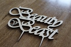 CakeTopper Beauty & V Beast Custom Personalised Wedding Cake Topper Wood Acrylic