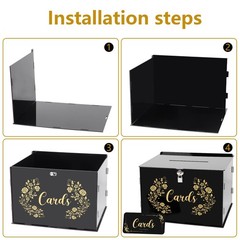 Black Acrylic Wedding Card Box Card Boxes with Lock and Card Sign, Gift Card …