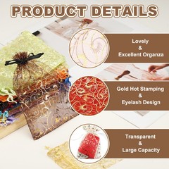50Pcs Organza Bags 3.9×5.9 Inch Candy Bags Mesh Bag Jewelry Bag Red