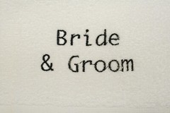 3PC Bride and Groom Wedding Gift His and Hers Towel Set Formal Champagne Bouquet