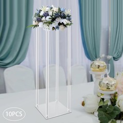 Acrylic Vase Set Wedding Flower Stands 10 Pieces 23.6 Inch Tall Clear Plastic
