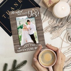 Engagement Gifts Picture Frame, He Asked She Said Yes Photo Frame, Wedding En…