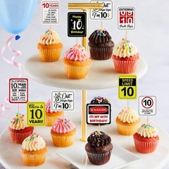 36Pcs 10th Birthday Card Cupcake Toppers Cheers to 10 Years Out Single Digits…