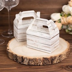 25 WHITEWASHED Favor BOXES Rustic Wooden Design Party Gift Holders Events Home