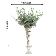 2 pcs 19″ tall Frosted Green Eucalyptus Artificial Greenery Bushes Wedding SALE