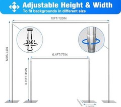 Pipe and Drape Backdrop Stand Kit Backdrop Stand for Parties 10*10FT Silver