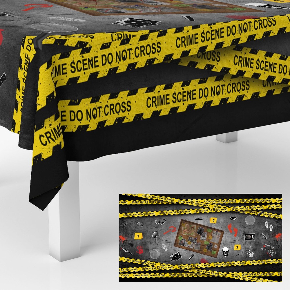 Crime Scene Table Cover Suspect Mystery 8″ x (Rectangular), Multicolored