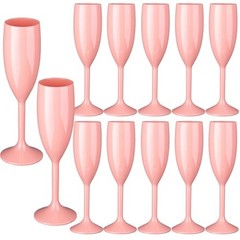 12pcs Champagne Flutes,6OZ Acrylic Champagne Glasses Plastic 12 PCS Light Pink