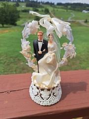 Vintage Mid Century 1950s Wedding Cake Topper Plastic 7″ Coast Novelty 1959