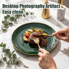 I00000 150Pcs Green Plastic Plates with Gold Rim, Fancy Disposable Green Gold