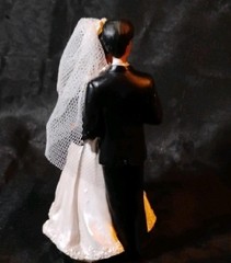 1950s Vintage MCM Couple Wedding Cake Topper Figurines Bride Groom Ceramic Decor