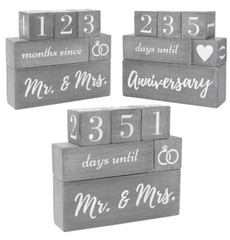 Wedding Countdown Calendar Block Engagement Gifts for Couples and His and Hers,