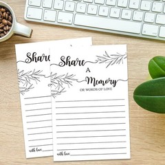 Share a Memory Card, Memorial Cards for Celebration of 4×6 inches, White