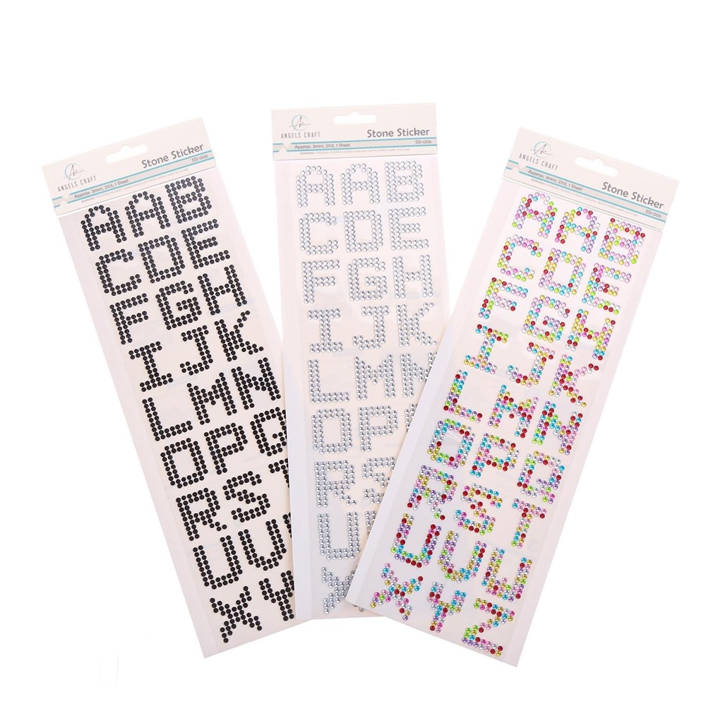 Pack of 12 Multi-Color Alphabet 1″ Letters Stone Sticker Sheets – 324 Assorte…