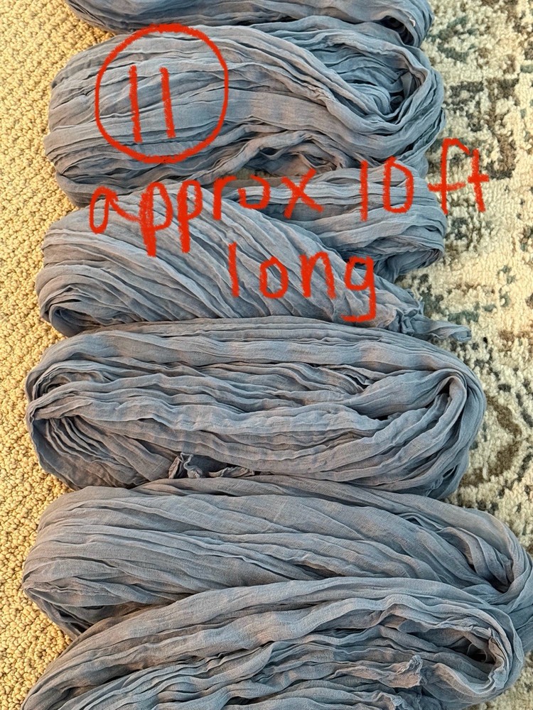 Women’s Blue Solid Scarf Wrap, Approx 10 ft Long, Solid Pattern
