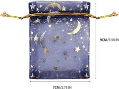 SUMAJU Moon Star Organza Bags | 100 PC Gift Pouches | 2.7×3.5 Inch