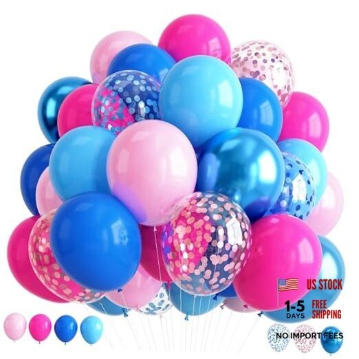 Pink and Blue Pastel Balloons, 12 Inch Hot Light Pink 12 inch 35pcs Blue Pink