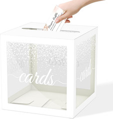 White Pot Clear Cards Box, Cards Receiving Box for Birthday, Wedding, Bridal or